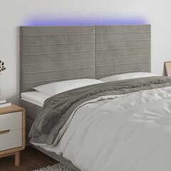 vidaXL LED-voodipeats, helehall, 180x5x118/128 cm, samet hind ja info | Voodid | kaup24.ee