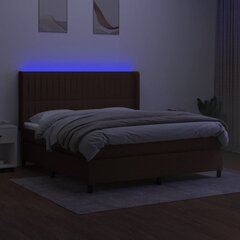 vidaXL kontinentaalvoodi madratsiga ja LED, tumepruun, 180x200 cm, kangas цена и информация | Кровати | kaup24.ee