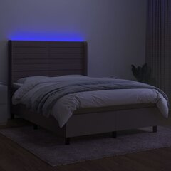 vidaXL kontinentaalvoodi madrats ja LED, pruunikas, 140x190 cm, kangas цена и информация | Кровати | kaup24.ee