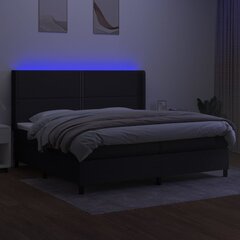 vidaXL kontinentaalvoodi madratsiga ja LED, must, 200x200 cm, kangas цена и информация | Кровати | kaup24.ee