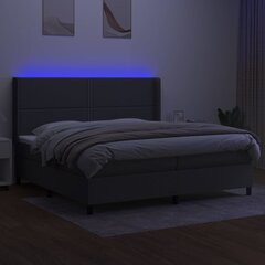 vidaXL kontinentaalvoodi madratsiga ja LED, tumehall, 200x200 cm, kangas цена и информация | Кровати | kaup24.ee