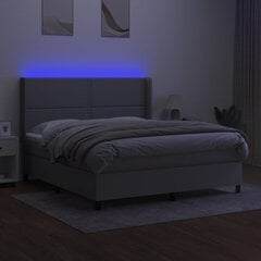 vidaXL kontinentaalvoodi madratsiga ja LED, helehall, 180x200 cm, kangas цена и информация | Кровати | kaup24.ee