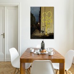 Seinatrükk Canvas Banksy Graffiti kollase lillega, stiilne sisekujundus - 100 x 60 cm цена и информация | Картины, живопись | kaup24.ee