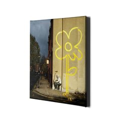 Seinatrükk Canvas Banksy Graffiti kollase lillega, stiilne sisekujundus - 100 x 60 cm цена и информация | Картины, живопись | kaup24.ee