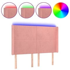 vidaXL LED-voodipeats, roosa, 147x16x118/128 cm, samet hind ja info | Voodid | kaup24.ee
