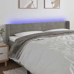 vidaXL LED-voodipeats, helehall, 183x16x78/88 cm, samet цена и информация | Кровати | kaup24.ee