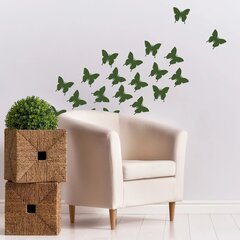 Vinüülist seinakleebis Green Butterflies - 24 tk цена и информация | Декоративные наклейки | kaup24.ee