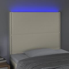 vidaXL LED-voodipeats, kreemjas, 100x5x118/128 cm, kunstnahk цена и информация | Кровати | kaup24.ee