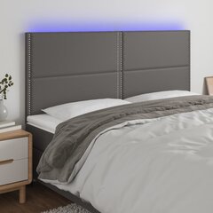 vidaXL LED-voodipeats, hall, 200x5x118/128 cm, kunstnahk hind ja info | Voodid | kaup24.ee