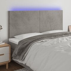 vidaXL LED-voodipeats, helehall, 160x5x118/128 cm, samet цена и информация | Кровати | kaup24.ee