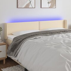 vidaXL LED-voodipeats, kreemjas, 163x16x78/88 cm, kangas цена и информация | Кровати | kaup24.ee