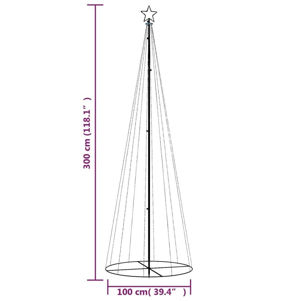 vidaXL koonusekujuline jõulupuu, sinine, 310 LEDi, 100 x 300 cm hind ja info | Jõulukaunistused | kaup24.ee