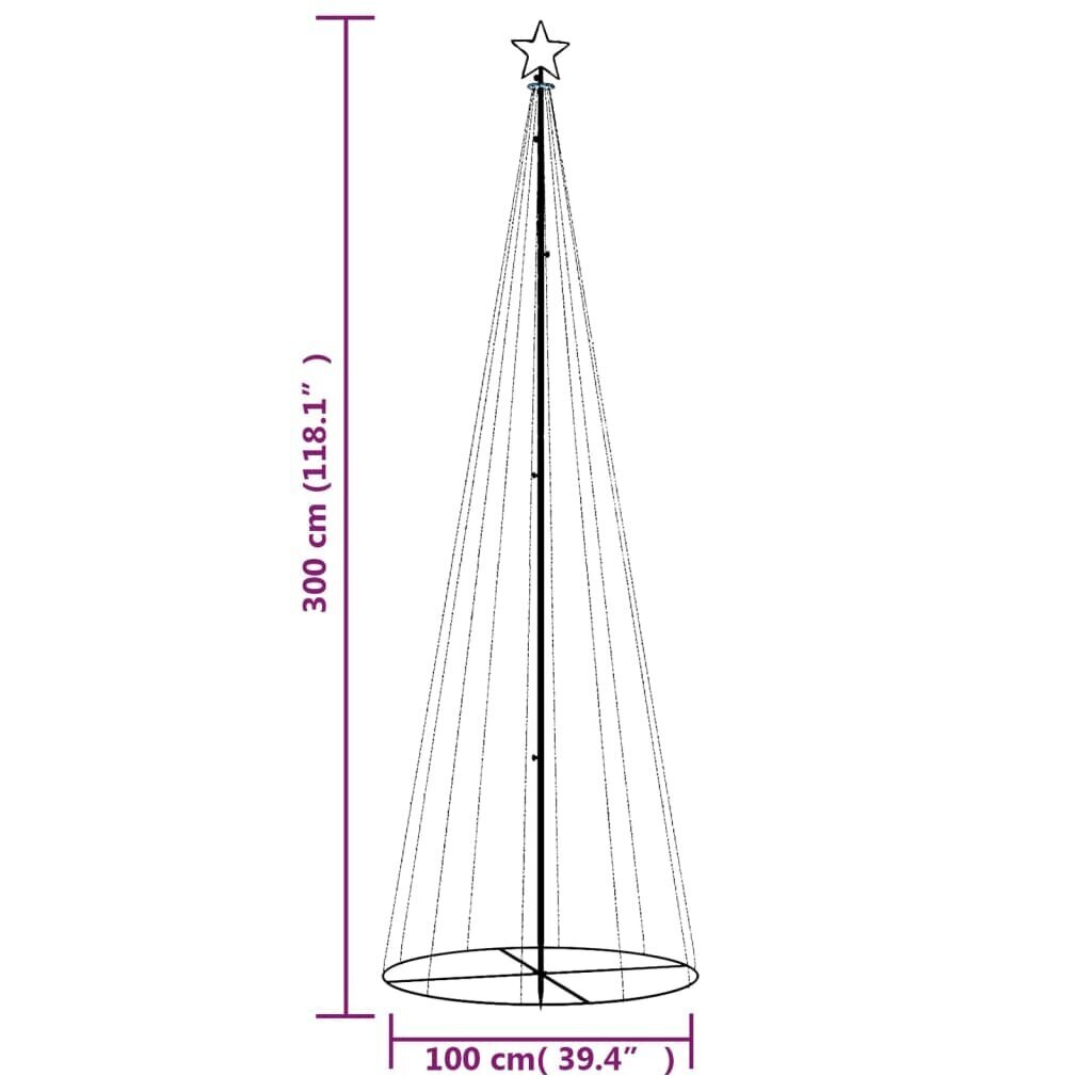 vidaXL koonusekujuline jõulupuu, soe valge, 310 LEDi, 100 x 300 cm цена и информация | Jõulukaunistused | kaup24.ee