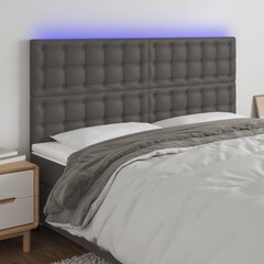 vidaXL LED-voodipeats, hall, 200x5x118/128 cm, kunstnahk hind ja info | Voodid | kaup24.ee
