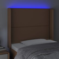 vidaXL LED-voodipeats, pruun, 103x16x118/128 cm, kunstnahk цена и информация | Кровати | kaup24.ee