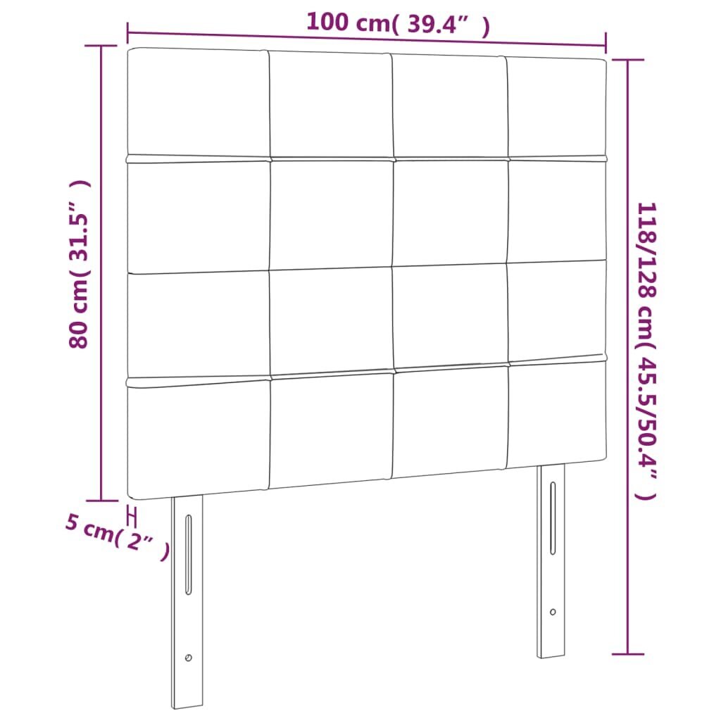 vidaXL LED-voodipeats, must, 100x5x118/128 cm, samet цена и информация | Voodid | kaup24.ee