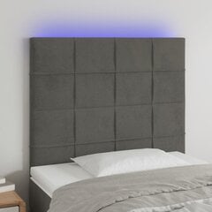 vidaXL LED-voodipeats, tumehall, 90x5x118/128 cm, samet цена и информация | Кровати | kaup24.ee