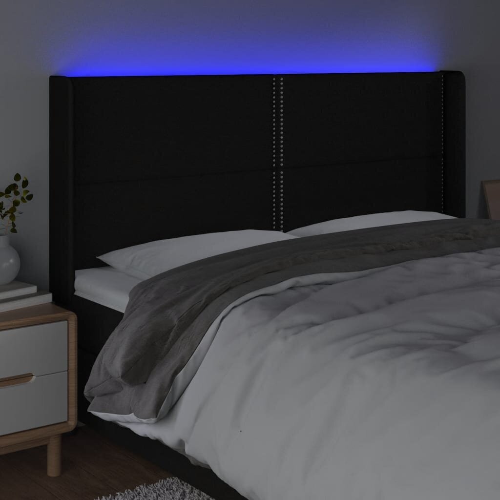 vidaXL LED-voodipeats, must, 183x16x118/128 cm, kangas цена и информация | Voodid | kaup24.ee