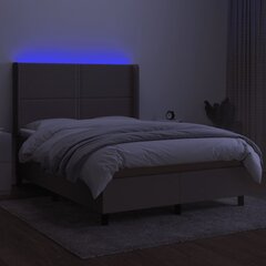 vidaXL kontinentaalvoodi madratsiga, LED, pruunikas, 140x200 cm, kangas цена и информация | Кровати | kaup24.ee