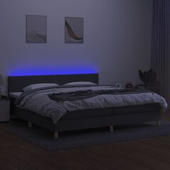 vidaXL kontinentaalvoodi madratsiga, LED, tumehall, 200x200 cm, kangas цена и информация | Кровати | kaup24.ee