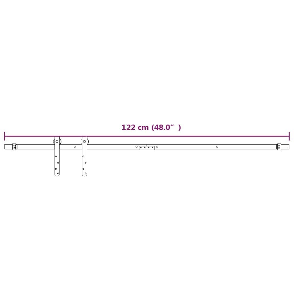 vidaXL minisuuruses liugukse komplekt, süsinikteras, valge, 122 cm hind ja info | Ukse hinged, tarvikud | kaup24.ee