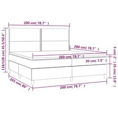 vidaXL kontinentaalvoodi madratsiga, valge, 200x200 cm, kunstnahk цена и информация | Кровати | kaup24.ee