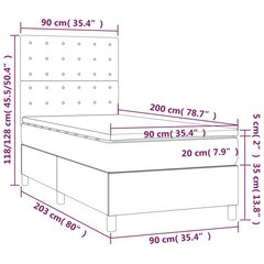 vidaXL kontinentaalvoodi madratsiga, tumepruun, 90x200 cm, kangas hind ja info | Voodid | kaup24.ee