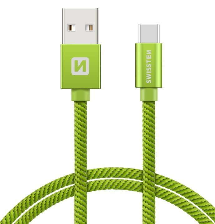 Swissten Textile, USB-C, 2m цена и информация | Mobiiltelefonide kaablid | kaup24.ee