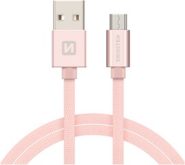 Swissten Textile Quick Charge Универсальный Micro USB Кабель данных 0.2m Розовый цена и информация | Кабели для телефонов | kaup24.ee