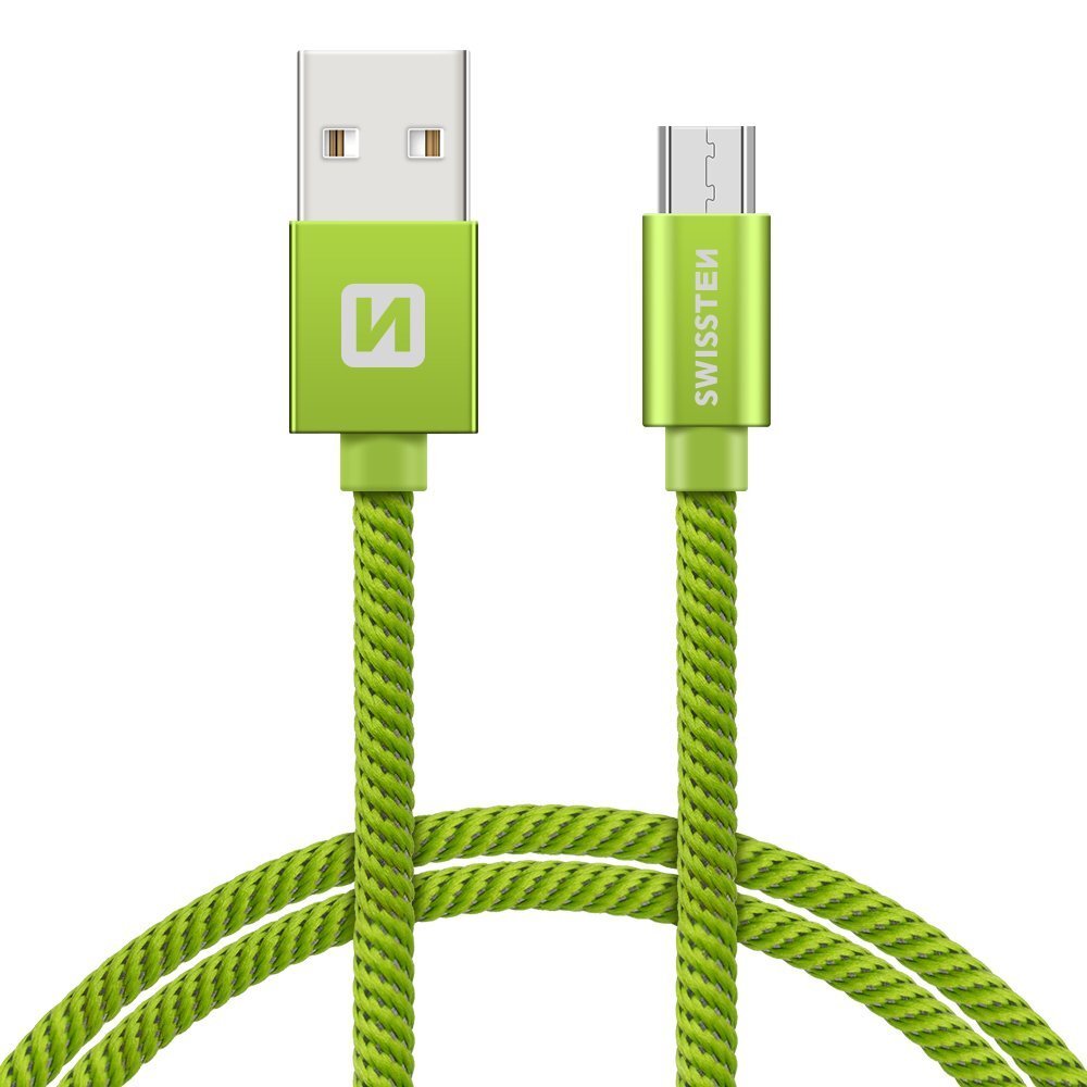 Swissten Textile, Micro USB, 0.2m hind ja info | Mobiiltelefonide kaablid | kaup24.ee