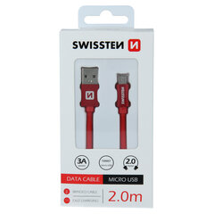 Swissten Textile, Micro USB, 2m hind ja info | Mobiiltelefonide kaablid | kaup24.ee