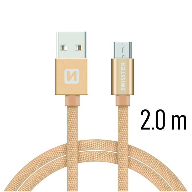 Swissten Textile, Micro USB, 2m цена и информация | Mobiiltelefonide kaablid | kaup24.ee