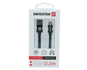 Swissten Textile Quick Charge Универсальный Micro USB Кабель данных 0.2m черный цена и информация | Кабели для телефонов | kaup24.ee