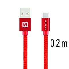 Swissten Textile Универсальный Quick Charge 3.1 USB-C USB Кабель данных 20 cм Красный цена и информация | Кабели для телефонов | kaup24.ee