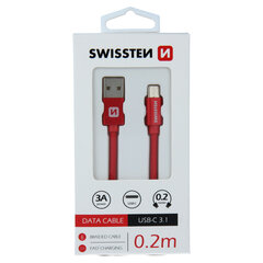 Swissten Textile Универсальный Quick Charge 3.1 USB-C USB Кабель данных 20 cм Красный цена и информация | Кабели для телефонов | kaup24.ee