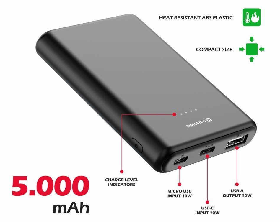 Swissten Line 5000 mAh hind ja info | Akupangad | kaup24.ee