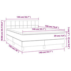 vidaXL kontinentaalvoodi madratsiga, must, 140x190 cm, kangas цена и информация | Кровати | kaup24.ee