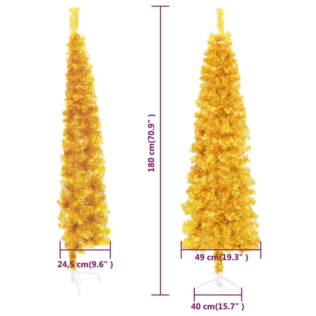 vidaXL kitsas poolik kunstkuusk alusega, kuldne, 180 cm hind ja info | Kunstkuused | kaup24.ee