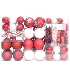 vidaXL 108-osaline jõulukuulide komplekt, valge ja punane цена и информация | Декорации | kaup24.ee