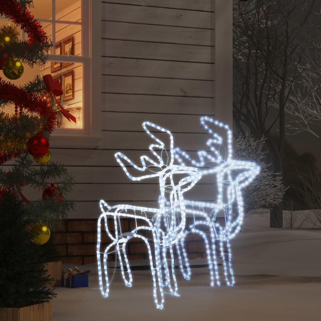 vidaXL põhjapõdra figuur LEDiga 2 tk, külm valge 76x42x87 cm hind ja info | Jõulukaunistused | kaup24.ee