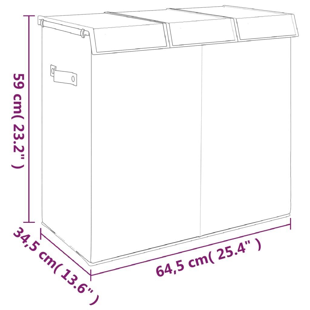 vidaXL kokkupandav pesukorv, hall, 64,5x34,5x59 cm, kunstlinast kangas цена и информация | Pesukuivatusrestid ja aksessuaarid | kaup24.ee