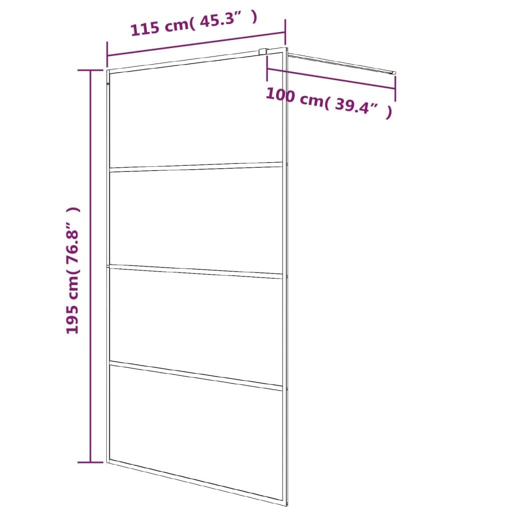 vidaXL dušinurga sein, must, 115 x 195 cm, poolmatt ESG-klaas hind ja info | Dušikabiinide uksed ja seinad | kaup24.ee