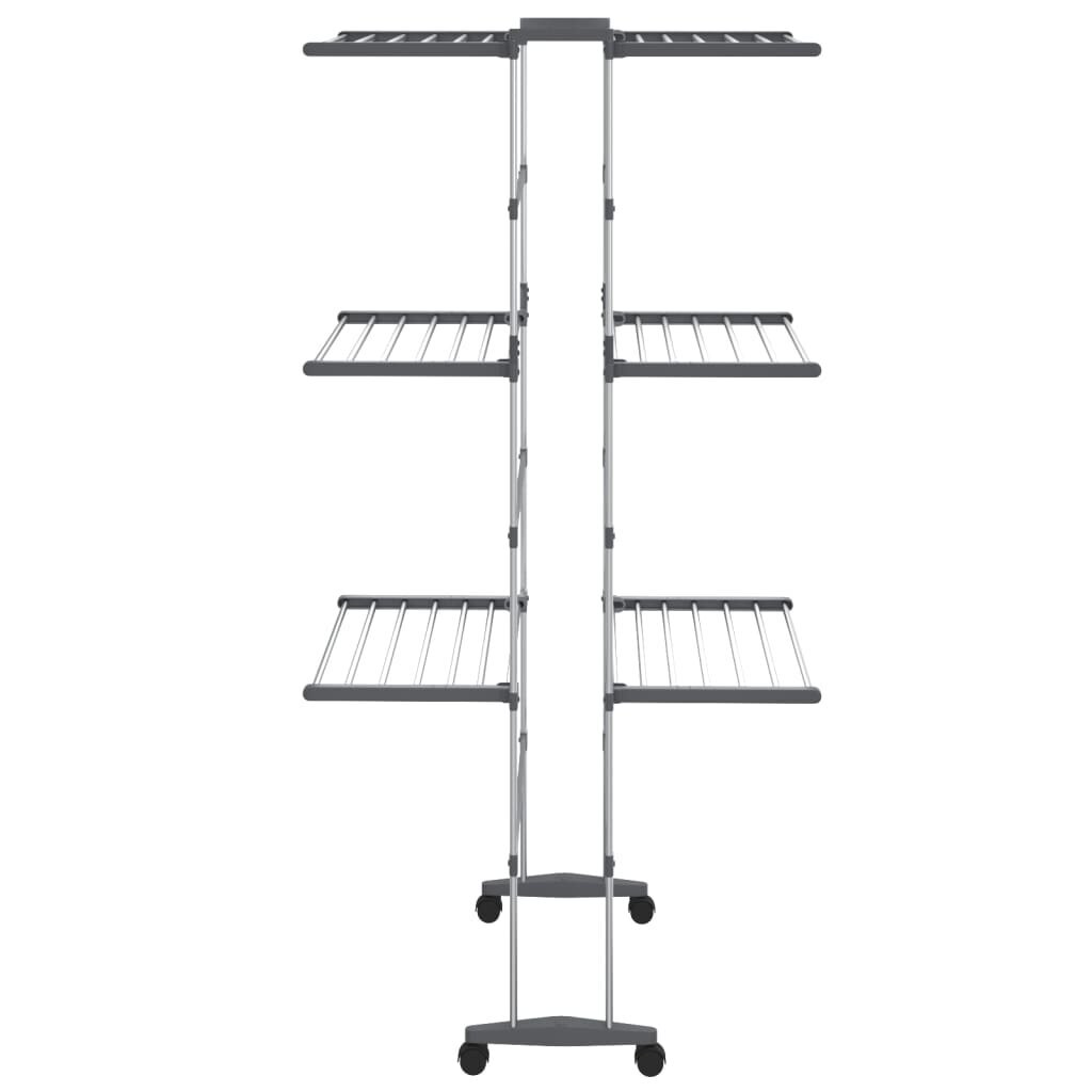 vidaXL 3-korruseline ratastega pesukuivatusrest hõbedane 60x70x166 cm hind ja info | Pesukuivatusrestid ja aksessuaarid | kaup24.ee