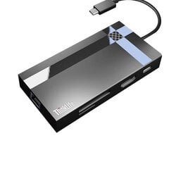 Адаптер ThinkPad 8in1 LC08 Type-C До 3USB3.0 RJ45 1000mbps SD/TF HDMI PD для HUAWEI Mate40/P50 Samsung S20 цена и информация | Адаптеры и USB-hub | kaup24.ee