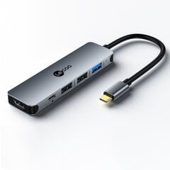 Adapter Lecoo LKC1360 5in1 Type-C HUB USB3.0 2USB2.0 PD HDMI et HUAWEI Mate40/P50 Samsung S20 hind ja info | USB jagajad, adapterid | kaup24.ee