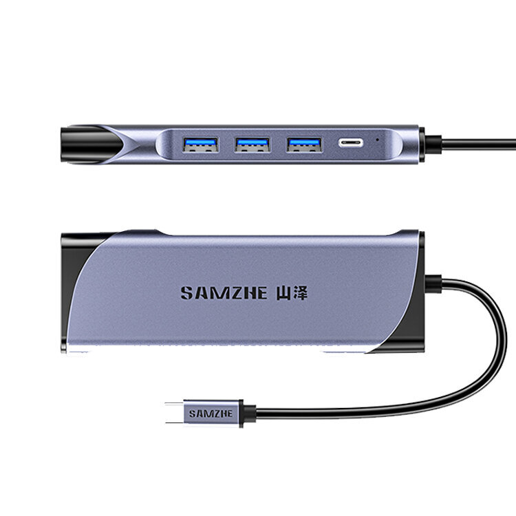Adapter Samzhe DK-S10 10in1 Type-C et HDMI VGA SD/TF 1000mbps PD100W 3USB3.0 et HUAWEI Mate40/P50 Samsung S20 цена и информация | USB jagajad, adapterid | kaup24.ee