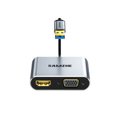 Адаптер Samzhe UHG2021 2in1 USB До HDMI VGA цена и информация | Адаптер Aten Video Splitter 2 port 450MHz | kaup24.ee