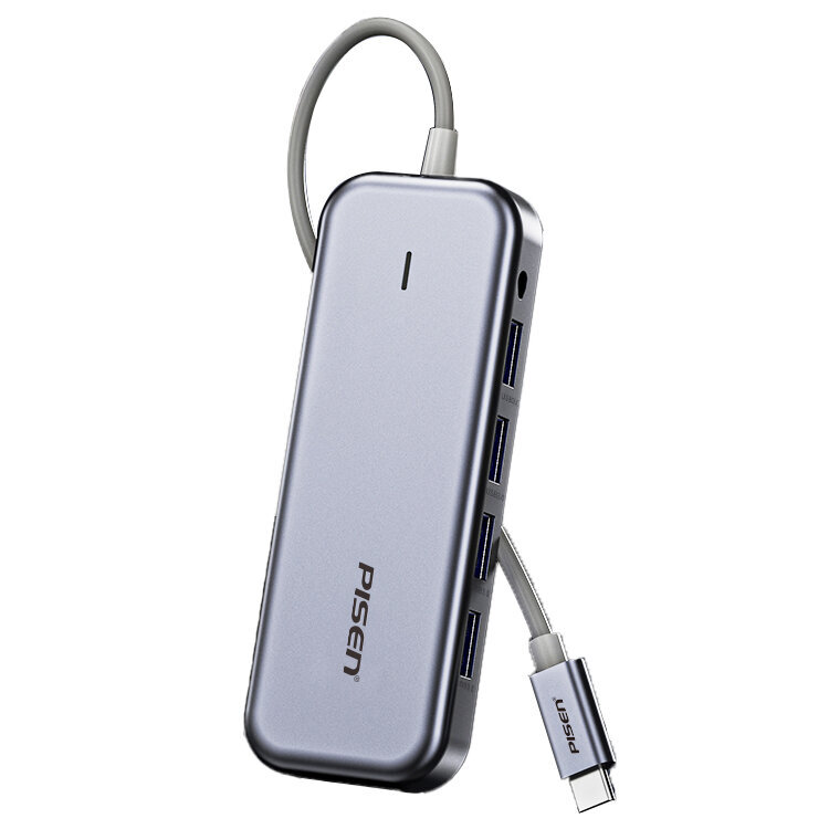 Adapter Pisen NJ-TC12 6in1 Type-C et HDMI 3USB3.0 PD 1000mbps et HUAWEI Mate40/P50 Samsung S20 hind ja info | USB jagajad, adapterid | kaup24.ee