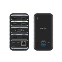 Adapter Pisen NJ-TC24 15in1 Type-C et 2HDMI VGA 4USB3.0 2USB2.0 USB-C PD RJ45 1000mbps AUX 3.5mm et HUAWEI Mate40/P50 Samsung S20 hind ja info | USB jagajad, adapterid | kaup24.ee