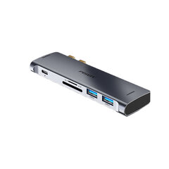 Адаптер Pisen NJ-TC22 6in1 Type-C До Thunderbolt3 2USB3.0 HDMI SD/TF для HUAWEI MacBookPro/Air цена и информация | Адаптер Aten Video Splitter 2 port 450MHz | kaup24.ee